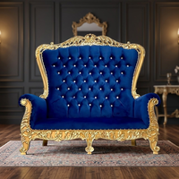 Fauteuil boule classique de luxe, style mi-siècle, capitonné, durable, 2 places, avec structure en bois massif et revêtement en tissu, pour salon et chambre d'hôtel