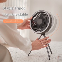 Ventilateur de bureau rechargeable de 7 pouces, 8000 mAh, autonomie de 27 heures, ventilateur sur pied avec trépied, 3 vitesses, minuterie de 5 heures, mini ventilateur portable