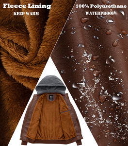 Мужская водонепроницаемая куртка-бомбер из искусственной кожи - Product Image 4