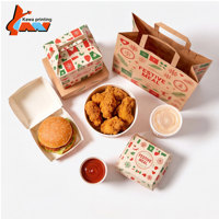 Ensemble d'emballages personnalisés pour repas festifs de Noël, boîte à hamburger, seau à poulet frit, sac en papier kraft, fête des fêtes