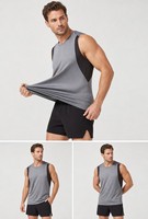 Débardeur de course sans manches personnalisé avec logo imprimé sur le côté, séchage rapide, respirant, léger, haut de gamme pour la gym et le fitness