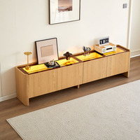 Meuble TV minimaliste italien, armoire de rangement raffinée, meuble de salon de style hôtelier avec vitrine éclairée par LED