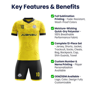 Ensemble de maillots de football personnalisés 2026 en maille respirante à séchage rapide, kit de supporter de football OEM en gros - Product Image 3
