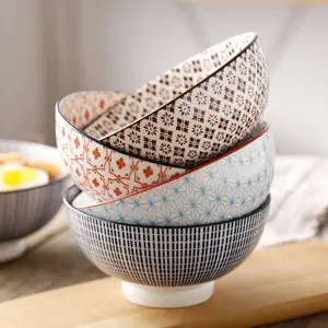 Wholesale Color Tableware Stoneware cherry blossom Bowls Ceramic Mixing Salad Bowl