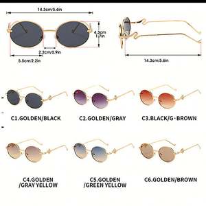 Gafas de Sol Redondas de Aleación con Patas de Serpiente Metálicas Retro de Moda 2025, Personalizadas con Logotipo, Protección UV400, Lentes Degradadas para Mujer - Product Image 5