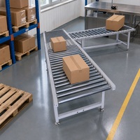 Table de convoyage à rouleaux par gravité en acier, ligne de rouleaux télescopiques à vitesse réglable pour entrepôt e-commerce