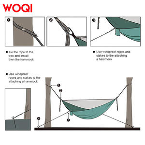 Hamaca WOQI de Nailon, Portátil, Ligera, Individual/Doble, con Mosquitera, para Acampar al Aire Libre, Playa, Jardín, Viajes, Mochila - Product Image 5