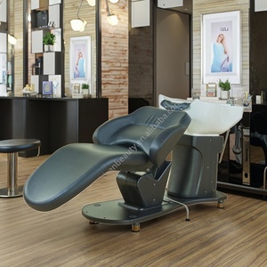 Sillón Eléctrico para Lavado de Cabello Kisen, MOQ 1, Ajustable y Personalizado con Lavabo de Cerámica para Salón, Barbería, Clínica - Product Image 1