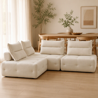 Canapés sectionnels en forme de L MEIYE en mousse haute densité, design moderne, revêtement en tissu, ensembles de canapés durables