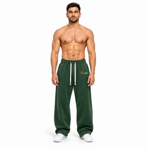 Pantalon de jogging décontracté pour homme en coton et fibre de bambou vert, taille élastique avec cordon de serrage et poches, idéal pour l'automne - Product Image 1