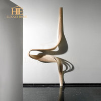 Art mural à grande échelle en bois courbé sur mesure Décoration de la maison Hôtel Lobby Console Sculpture de table Décoration murale