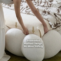 Lit blanc doux de style crème français, facile à assembler, résistant aux chocs, design sensible au lieu, mobilier de chambre avec matelas souple