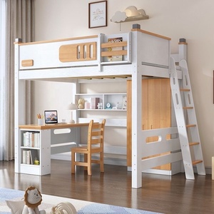 Giường tầng trẻ em bán buôn, chất liệu gỗ chắc chắn, đa năng, giường tầng lâu đài cho bé trai và bé gái có cầu trượt - Product Image 3