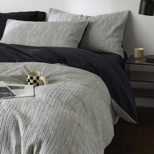 Minimalist Stripe Bedding <b>Set</b> 100% Cotton Four-Piece Breathable Soft All-Season Bedding - Product Image 1
