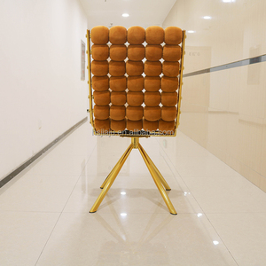 Silla de comedor de oro Matel moderna de lujo ligero, mesa y silla de cuero de terciopelo con respaldo simple, silla de comedor para casa - Product Image 6