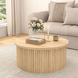 Mesa <span class=keywords><strong>de</strong></span> <span class=keywords><strong>Centro</strong></span> Moderna con Tapa Elevable y Almacenamiento, Mueble <span class=keywords><strong>de</strong></span> Salón, Mesa Redonda <span class=keywords><strong>de</strong></span> Madera con Compartimento Oculto - Product Image 5