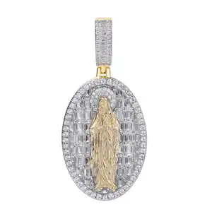 Cubic Zirconia Virgin Mary Charm Gold Plated Mother Blessed Holy Rhinestone Virgin Mary Pendant Necklace Trending Pendants