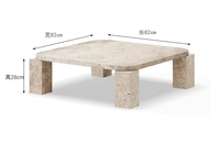 Meubles de maison de style nordique, table basse carrée, tables basses modernes en travertin beige pour salon, chambre à coucher, luxe