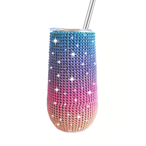 Rhinestone Trứng U Hình Dạng Cà Phê Cốc Kim Cương Cách Nhiệt Long Lanh Chai Nước Với Nắp 6Oz Thép Không Gỉ Rượu Vang Cốc - Product Image 4