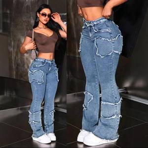 <span class=keywords><strong>Jeans</strong></span> a Vita Alta con Gamba Dritta e Svasata per <span class=keywords><strong>Donna</strong></span>, Nuovi <span class=keywords><strong>Jeans</strong></span> in Denim Resistente con Strass Bicolore per Moda Sehe - Product Image 4