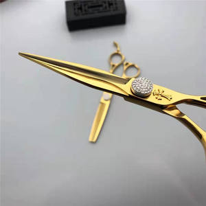 Ciseaux à cheveux dorés personnalisables de 6 pouces, ciseaux à effiler en acier inoxydable pour droitiers, outils de coiffure professionnels - Product Image 5