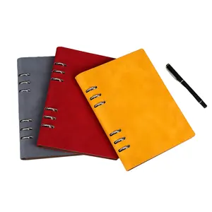 180 Lay Flat Binding Custom Sizes and Logo A5 Notebook Binder 6 Ring Binder Refillable Leather Journal