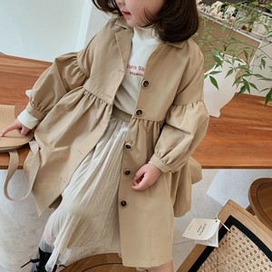 Manteau trench pour filles, printemps automne, col à revers, 100% coton, ceinture amovible, manteau trench pour filles - Product Image 3