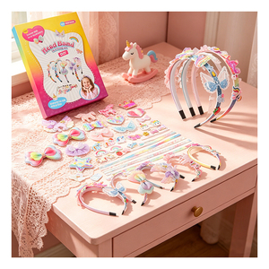 Kit de fabrication de serre-têtes pour filles en gros, avec garniture en satin et maille, autocollants étoiles et cœurs, pour cadeau créatif d'anniversaire - Product Image 6