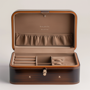 Изготовленный на заказ логотип Высококачественная шкатулка для ювелирных изделий кожаное кольцо коробка свадебные серьги браслет ожерелье Роскошная искусственная кожа коробка для ювелирных изделий упаковка - Product Image 6