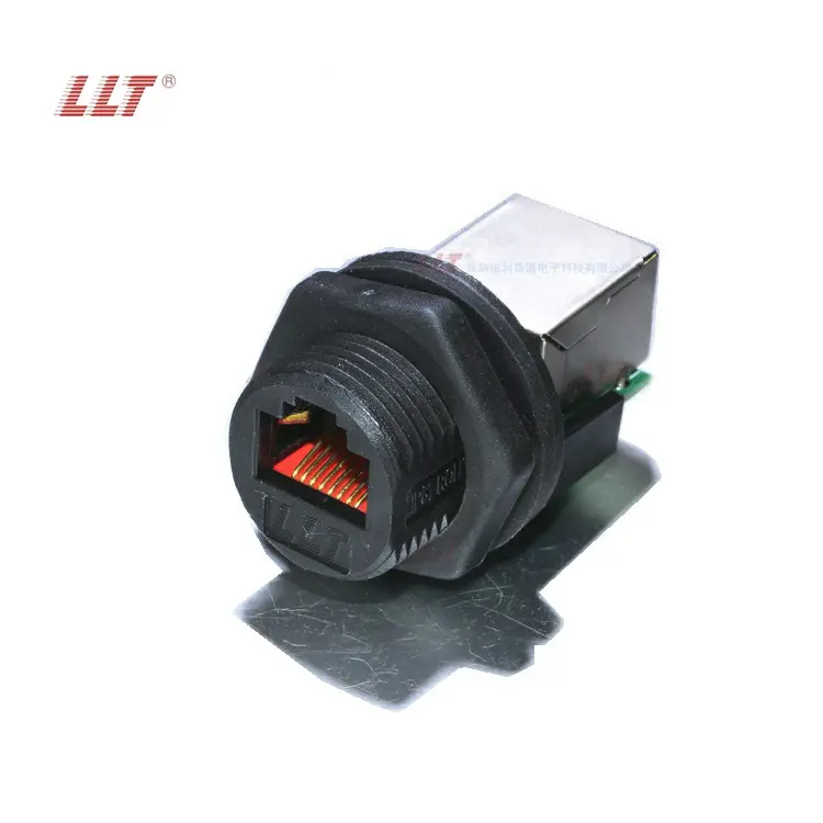 LLT Factory IP67 IP68 RJ45 Female Panel Mount Network LAN Waterproof Connector