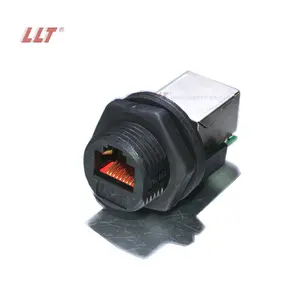 LLT מפעל IP67 IP68 RJ45 נקבה הרכבה בלוח רשת LAN עמיד למים מחבר