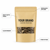 Sachet Doypack en gros avec fenêtre transparente, fermeture éclair refermable, qualité alimentaire, impression personnalisée pour l'emballage de thé, noix et snacks