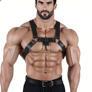Arnés de Cuero para <span class=keywords><strong>Hombre</strong></span>, Sexy, con Remaches Metálicos, Ajustable, Estilo Punk, Rave, Erótico, Fetiche - Product Image 5