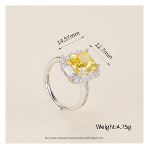 18K Platinum Plated 925 Silver Yellow Statement Big Zircon Diamond <strong>Different</strong> <strong>Types</strong> Stones <strong>Rings</strong> Designs for Women - Product Image 5