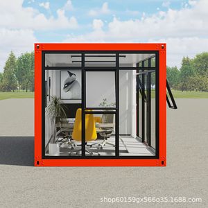 Bureau conteneur pliable rectangulaire au design moderne avec mur en verre pour espace de travail temporaire - Product Image 4