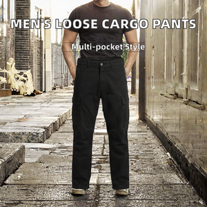 Pantalones Cargo DENMIN APPARELS Negros para Hombre, Ecológicos, Resistentes al Viento, Ligeros, de Algodón y Spandex, Corte Recto, con Múltiples Bolsillos - Product Image 2