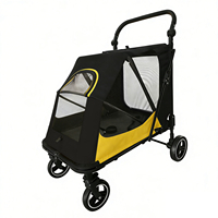 Poussette pliable robuste et réglable pour animaux de compagnie avec grand panier, capacité de charge de 50 kg, cadre en acier au carbone à 4 roues pour chiens et chats