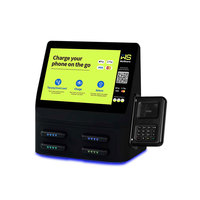 Station de location de batteries externes à écran tactile, compacte, de bureau, 4 emplacements, chargeur portable partagé pour café
