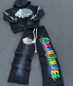 Các Nhà Sản Xuất Cho Hải Quan Quần Áo Thêu Dây Kéo Tracksuit Cổ Điển Axit Rửa Flare Mồ Hôi Và Hoodies Mồ Hôi Phù Hợp Với Người Đàn Ông - Product Image 1