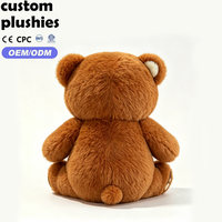 Ours en peluche marron mignon et moelleux, assis, avec de grands yeux en plastique, idéal pour les cadeaux d'enfants - Vente en gros