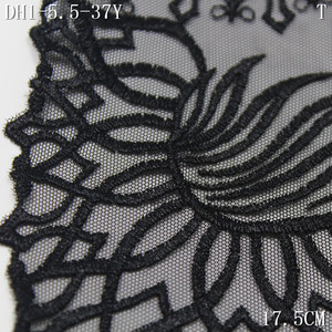 Encaje Elástico Bordado Negro sobre <span class=keywords><strong>Tul</strong></span> de 17 cm, Adorno de Encaje Bordado Floral para Prendas de Lencería Femenina - Product Image 3