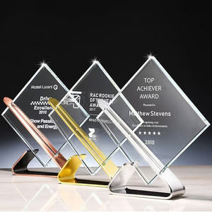 Cheap Wholesale Creative Engraving Glass Awards Plaques Text and Logo Crystal Trophy Custom for Souvenir