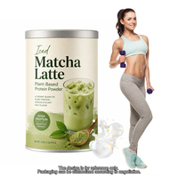 Latte au matcha glacé à base de plantes |   Mélange de protéines végétales + Matcha |   Boisson protéinée pour le petit-déjeuner et après l'entraînement pour les journées chargées