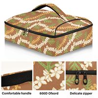 Sac isotherme de style hawaïen à imprimé floral émeraude pour livraison de plats chauds ou froids, pique-nique et activités de plein air