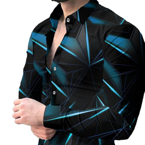 Camisas de manga larga con botones para hombre, camisa de vestir formal de negocios informal ajustada sólida - Product Image 1