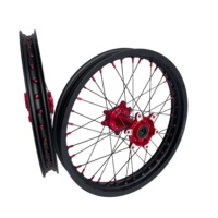 Kit de roues pour moto électrique Surron Ultra Bee tout-terrain, jante noire 21 pouces à l'avant, 18 pouces à l'arrière, capuchons de rayons rouges, moyeu rouge, sans pneu