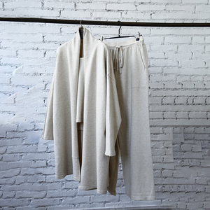 Conjuntos de ropa de trabajo de lana para <span class=keywords><strong>mujer</strong></span> Conjunto de tres piezas de punto de lana Cárdigan Camiseta sin mangas Pantalones Traje de mezcla de lana Spandex - Product Image 3