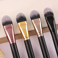 Ensemble de pinceaux de maquillage pour le visage en poils synthétiques vegan professionnels pour les sourcils, les yeux et le fond de teint - 1/2/3/4 pièces Noir & Marron