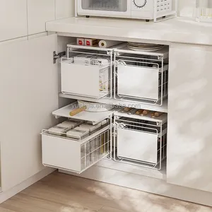 1pc Under Sink Organizer, Cabinet Organizer, 2 Tier Pull Out Cabinet  Storage Shelf With Sliding Storage Wire Basket Drawer, Under Sink Storage  For Kit