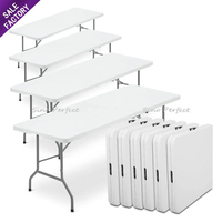 Tables rectangulaires pliantes en plastique HDPE blanc pour événements, banquets de mariage, fêtes, extérieur, portables, de la marque Sino Perfect